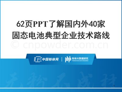 62页PPT了解国内外40家固态电池典型企业技术路线